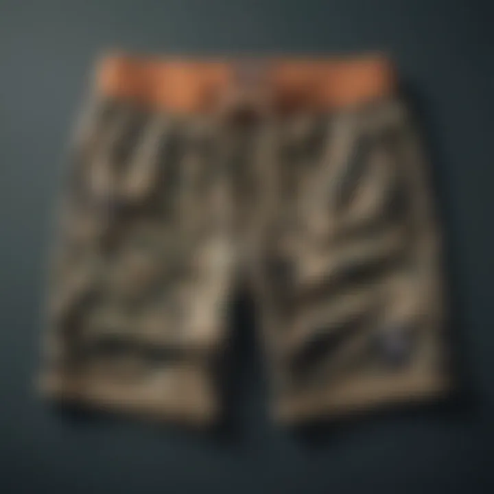 Stylish camo sweat shorts on display