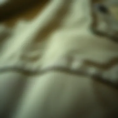 Close-up of olive green fabric showcasing texture and quality