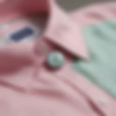 Fabric Texture of Pastel Shirt Close-up of the fabric texture of a pastel button down shirt, highlighting comfort and style.