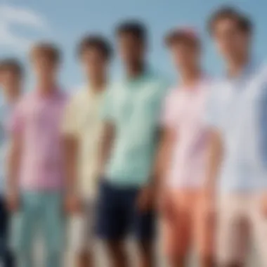 A group of skaters wearing various pastel button down shirts, representing diversity in style.