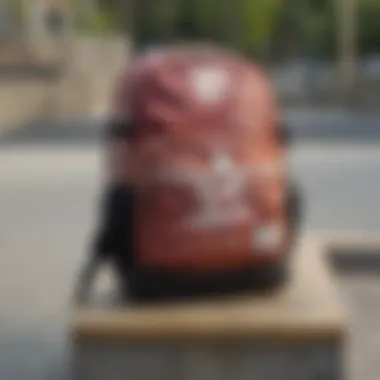 Trefoil Adidas backpack displayed in an urban skatepark setting