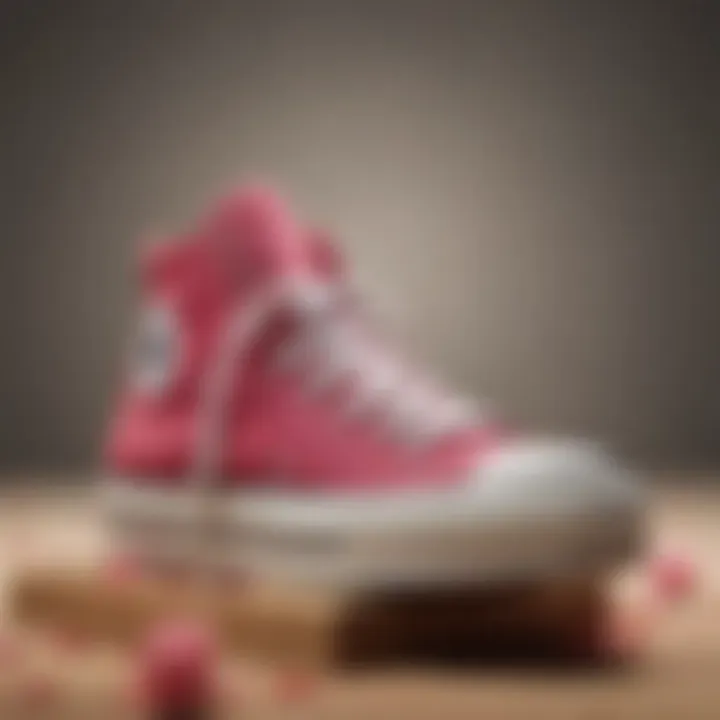 Close-up of the unique design features of Rose Platform Converse