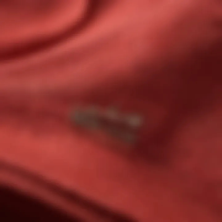 Close-up of red Adidas shorts highlighting fabric and design