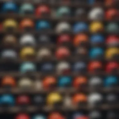 Diversity in Sweatsaver Designs An array of different sweatsaver helmets arranged to display various styles and colors.
