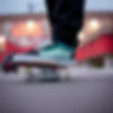 Vans Era Color Block on Skateboard Vibrant color-blocked Vans Era shoes on a skateboard