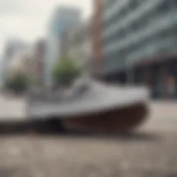 Vans lightweight slip-ons showcased against a dynamic urban backdrop