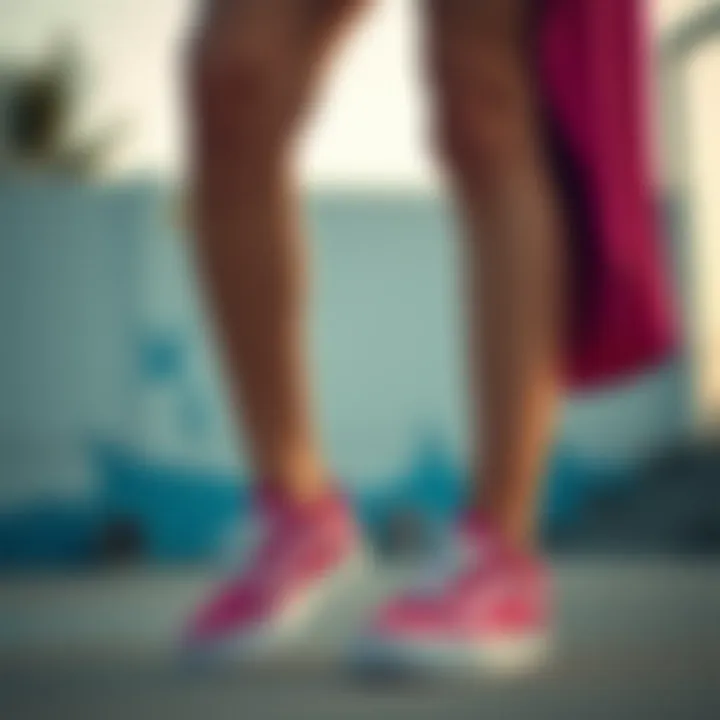 Fashionable outfit featuring Vans pink shoes