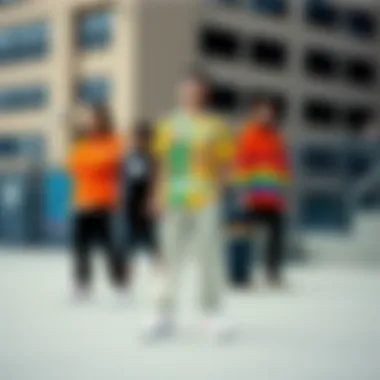 Models showcasing the Vans Pride apparel line in an urban skate park setting