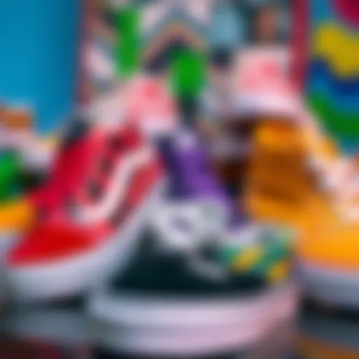 Vibrant display of Vans Pride Collection footwear showcasing diverse colors and patterns