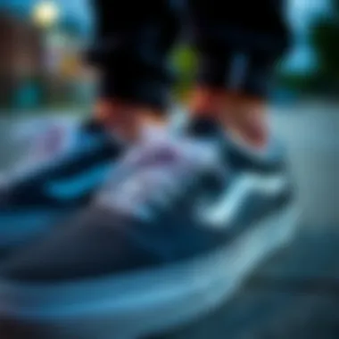 Close-up of the intricate details and textures of Vans Pride sneakers