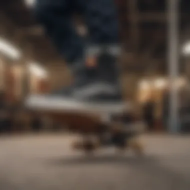 Performance of Vans Ultrajust EXO MTE in Action A skateboarder performing tricks while wearing Vans Ultrajust EXO MTE shoes, emphasizing performance.
