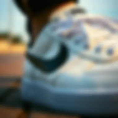 Detailing in Design and Craftsmanship Close-up shot highlighting the craftsmanship of the Nike shoes