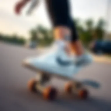 Performance in Action: Sneakers and Skateboarding Dynamic shot of a skateboarder wearing Nike shoes in motion