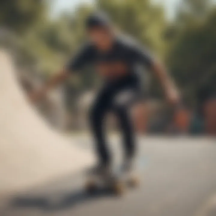 Skateboarder enjoying a ride with new gear